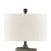 Nacy 27 Inch Table Lamp, White Oval Fabric Shade, Black Artisan Style Base