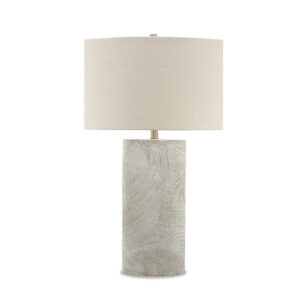 Bard 30 Inch Table Lamp, Accent Cylindrical Base, Ivory Oval Fabric Shade