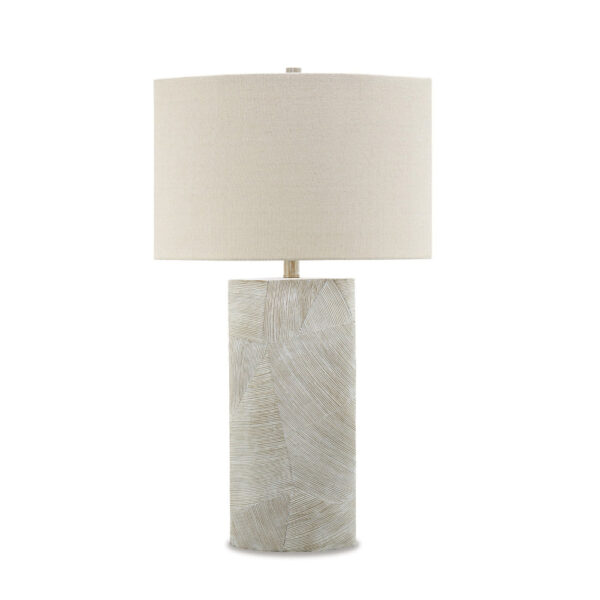 Bard 30 Inch Table Lamp, Accent Cylindrical Base, Ivory Oval Fabric Shade