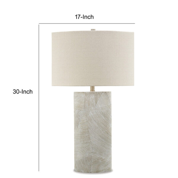 Bard 30 Inch Table Lamp, Accent Cylindrical Base, Ivory Oval Fabric Shade