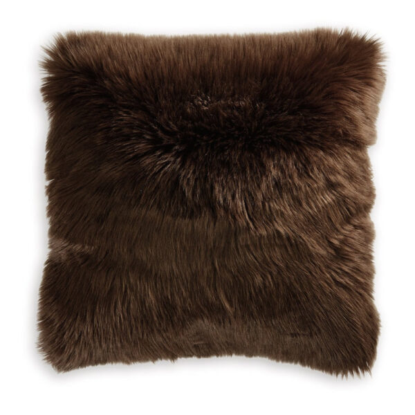 Throw Pillow Set of 4, 20 Inch, Faux Fur Polyester, Plush Textured Brown