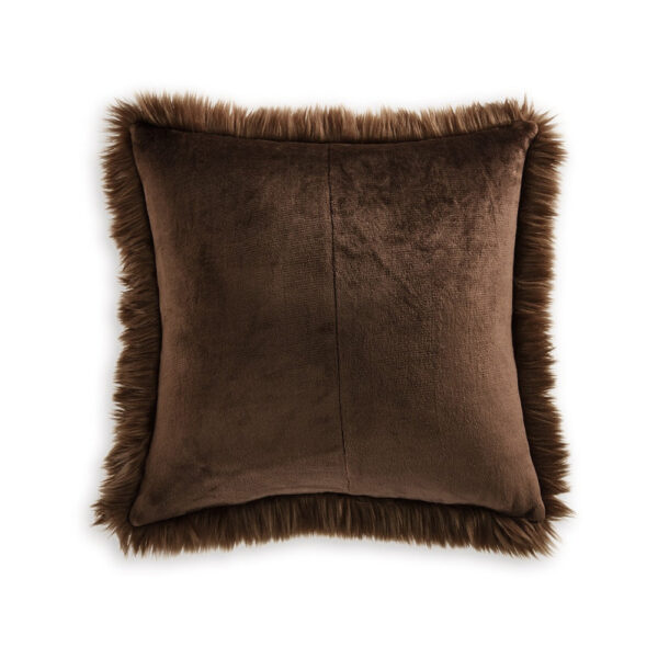 Throw Pillow Set of 4, 20 Inch, Faux Fur Polyester, Plush Textured Brown