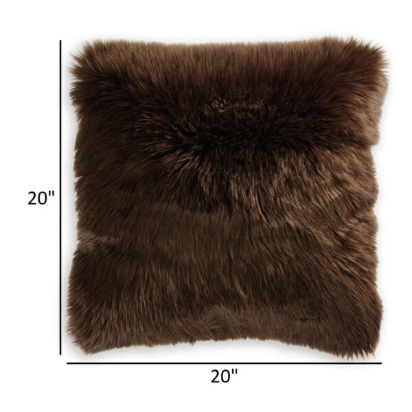 Throw Pillow Set of 4, 20 Inch, Faux Fur Polyester, Plush Textured Brown