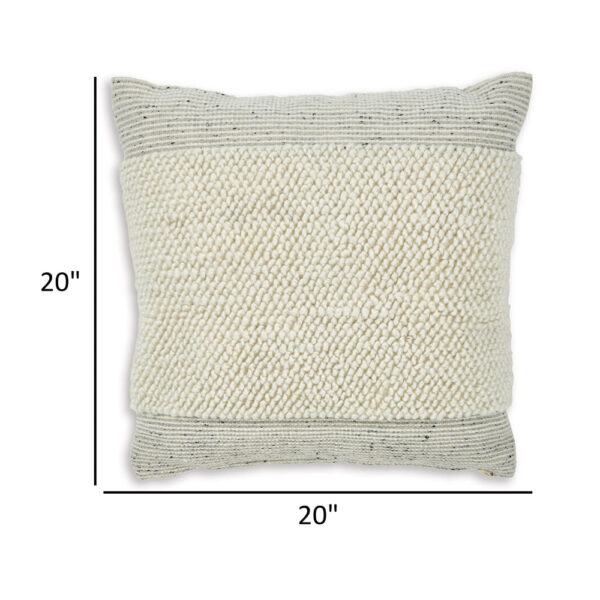 Throw Pillow Set of 4, 20 Inch, Polyester, Handwoven Stripes, Beige Cotton