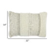 Lumbar Pillow Set of 4, 14 x 22 Inch, Polyester, Handwoven Beige Cotton