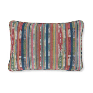 Lumbar Pillow Set of 4, 16 x 23 Inch Striped Red Blue White Green Polyester
