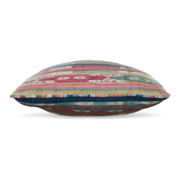 Lumbar Pillow Set of 4, 16 x 23 Inch Striped Red Blue White Green Polyester