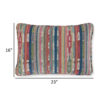Lumbar Pillow Set of 4, 16 x 23 Inch Striped Red Blue White Green Polyester
