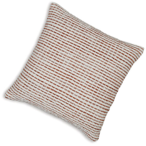 Lien 19 Inch Throw Pillow Set of 4, Striped Design, White Brown Cotton