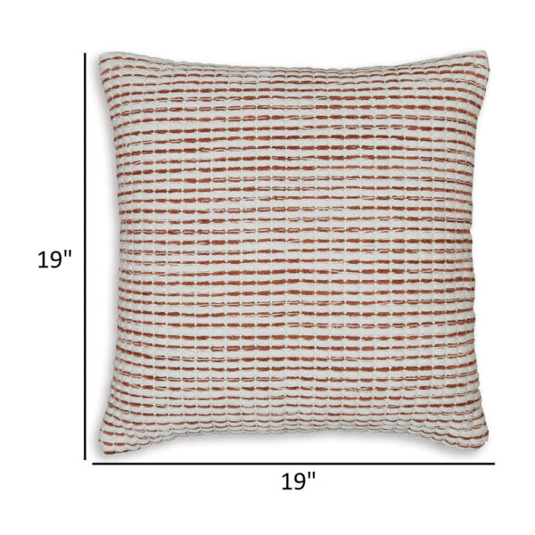 Lien 19 Inch Throw Pillow Set of 4, Striped Design, White Brown Cotton