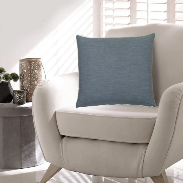 Ina 22 Inch Accent Throw Pillow Set of 4, Square, Classic Blue Cotton Linen