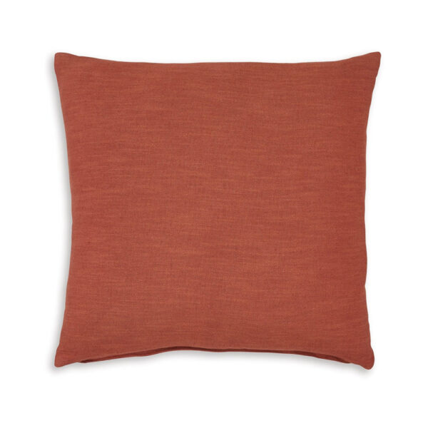 Ina 22 Inch Accent Throw Pillow Set of 4, Square, Rust Brown Cotton Linen