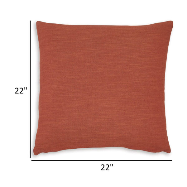 Ina 22 Inch Accent Throw Pillow Set of 4, Square, Rust Brown Cotton Linen
