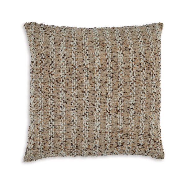 Lany 22 Inch Accent Pillow Set of 4, Woven Striped Design, Zipper, Brown