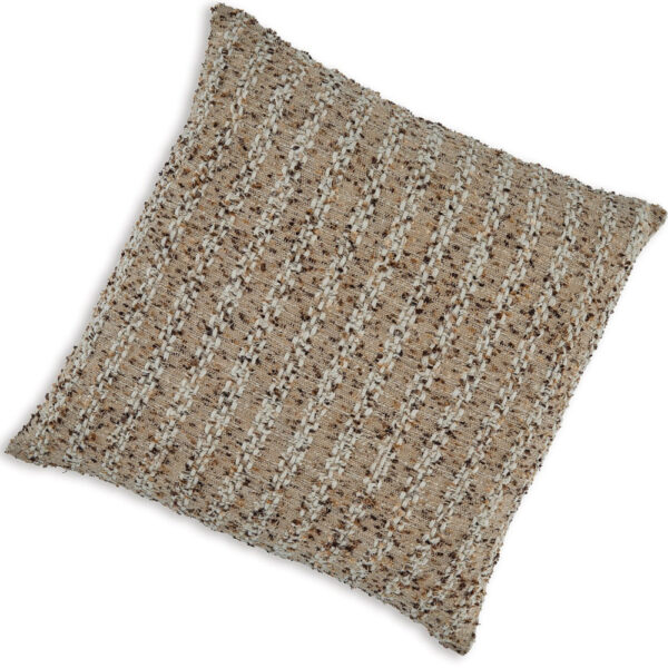 Lany 22 Inch Accent Pillow Set of 4, Woven Striped Design, Zipper, Brown