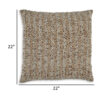 Lany 22 Inch Accent Pillow Set of 4, Woven Striped Design, Zipper, Brown