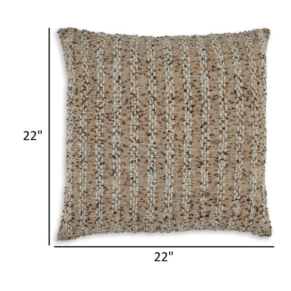 Lany 22 Inch Accent Pillow Set of 4, Woven Striped Design, Zipper, Brown
