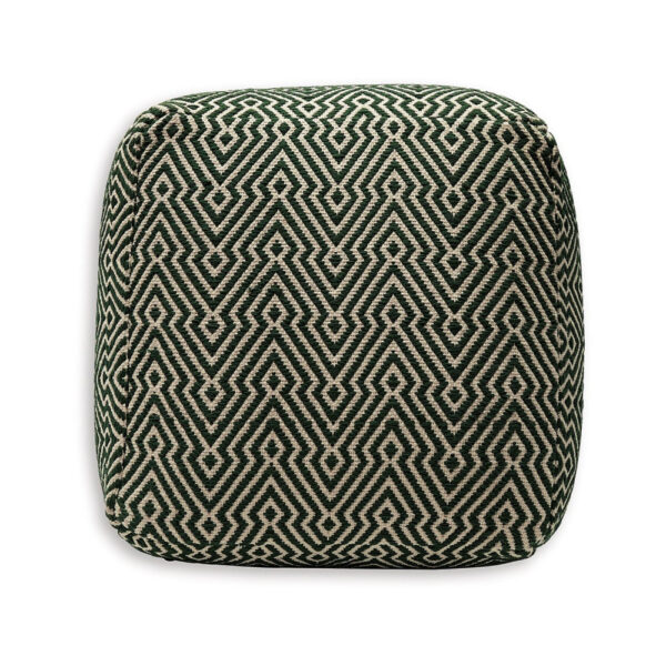 Fena 23 Inch Ottoman Pouf, Woven Pattern, Zipper Cotton Cover Black White