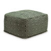 Fena 23 Inch Ottoman Pouf, Woven Pattern, Zipper Cotton Cover Black White