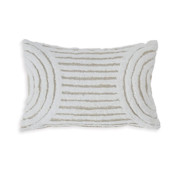 Aris 14 x 22 Lumbar Throw Pillow Set of 4, Geometric Design, White, Tan