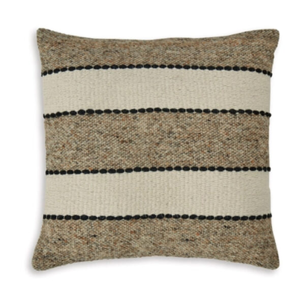 Fordy 20 Inch Decorative Throw Pillow Set of 4, Woven Stripes, Ivory, Tan