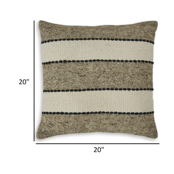 Fordy 20 Inch Decorative Throw Pillow Set of 4, Woven Stripes, Ivory, Tan