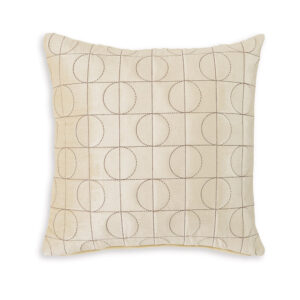Kyla 22 Inch Accent Pillow Set of 4, Embroidered Geometric Pattern, Cream