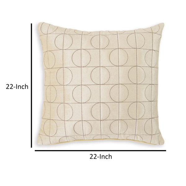Kyla 22 Inch Accent Pillow Set of 4, Embroidered Geometric Pattern, Cream