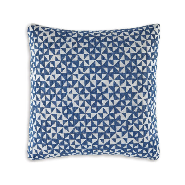 Coel 18 Inch Accent Pillow Set of 4, Indoor Outdoor Woven Geometric, Blue