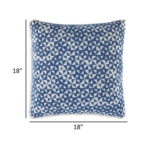 Coel 18 Inch Accent Pillow Set of 4, Indoor Outdoor Woven Geometric, Blue