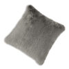 Difi Throw Pillow Set of 4, 20 Inch, Faux Rabbit Fur Face, Gray Polyester