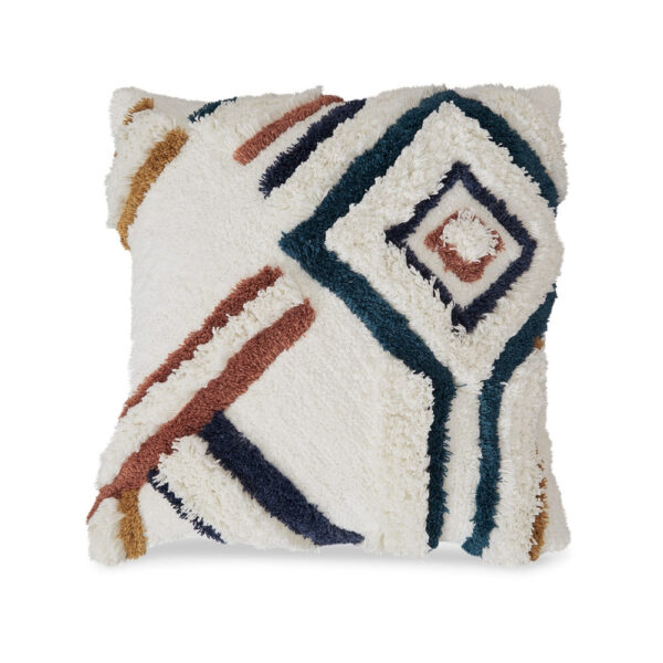 Throw Pillow Set of 4, 20 Inch, Whimsical Design, Boho Style, White, Blue