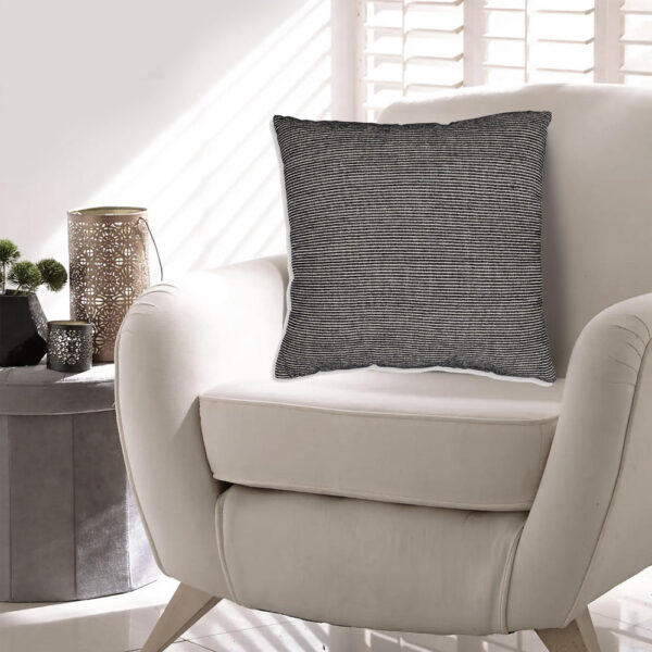 Throw Pillow Set of 4, 20 Inch, Cotton, Black White Stripes, Straight Edge