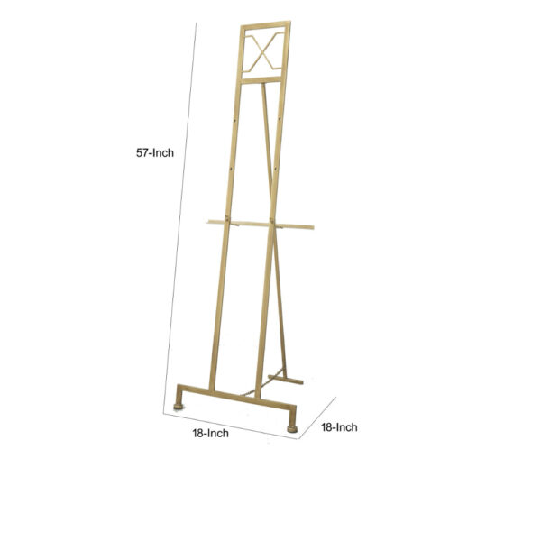 57 Inch Easel Stand, Gold Iron Frame, Free Standing for an Artists Touch