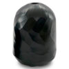 Fory Flower Vase, Modern Round Oval Shaped Hand Carved Black Glass Finish