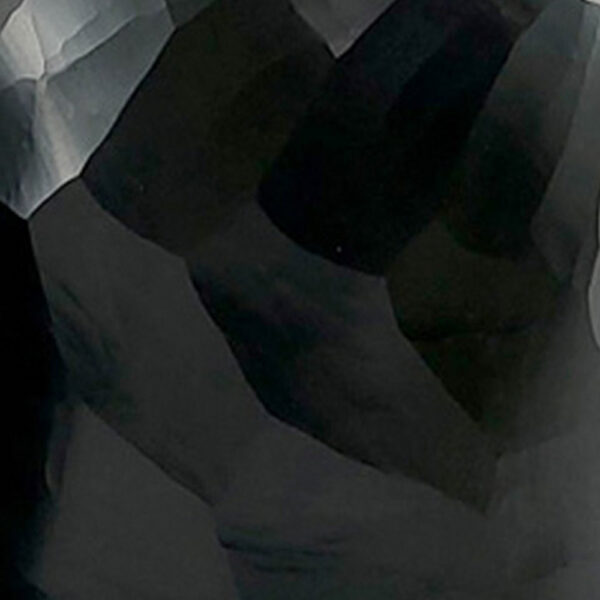 Fory Flower Vase, Modern Round Oval Shaped Hand Carved Black Glass Finish