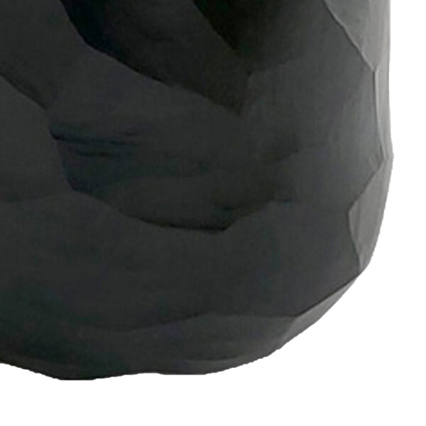 Fory Flower Vase, Modern Round Oval Shaped Hand Carved Black Glass Finish