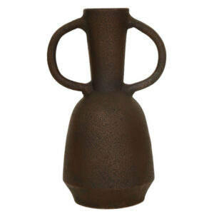Adea Flower Vase, Antiqued Amphora Shape, Thin Neck Style, Brown Terracotta