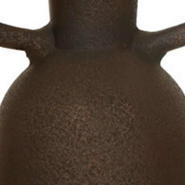 Adea Flower Vase, Antiqued Amphora Shape, Thin Neck Style, Brown Terracotta