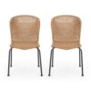 Outdoor Patio Chair Set of 2, Rattan Light Brown Wicker Weave, Scrolled