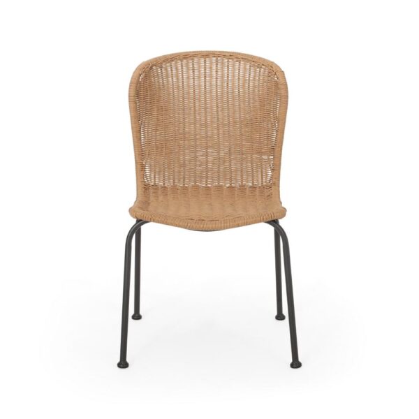 Outdoor Patio Chair Set of 2, Rattan Light Brown Wicker Weave, Scrolled