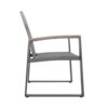 Outdoor Dining Chair Set of 2, Gray Mesh Seat and Brown Faux Wood, Metal