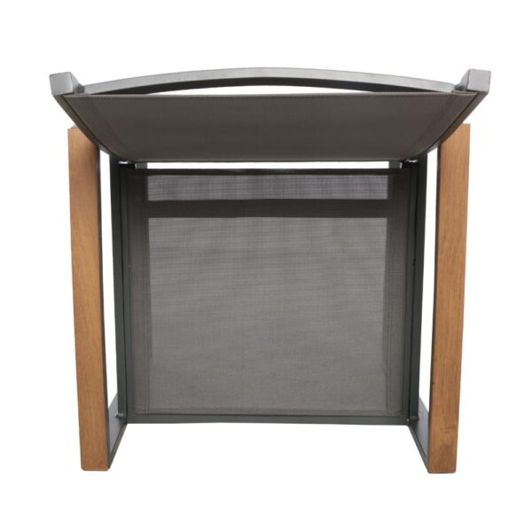 Outdoor Dining Chair Set of 2, Gray Mesh Seat and Brown Faux Wood, Metal