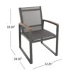 Outdoor Dining Chair Set of 2, Gray Mesh Seat and Brown Faux Wood, Metal