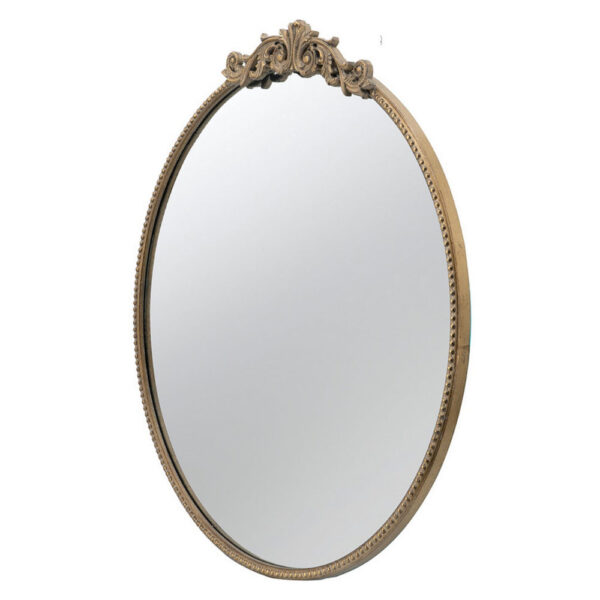 Kea 32 Inch Vintage Round Wall Mirror, Gold Metal Frame, Baroque Design