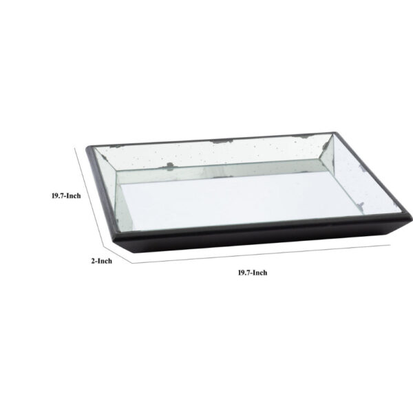 Inez 20 Inch Decorative Glass Tray, Silver Mirrored, Wall Hanger, Medium