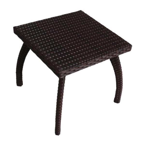 Honi Side End Table, Square 19 Inch Brown Outdoor Rattan, Iron, Curved Legs