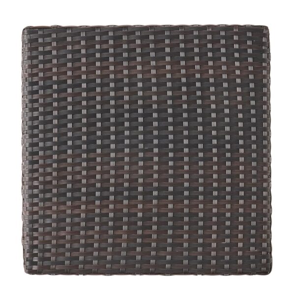 Honi Side End Table, Square 19 Inch Brown Outdoor Rattan, Iron, Curved Legs