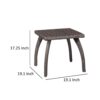 Honi Side End Table, Square 19 Inch Brown Outdoor Rattan, Iron, Curved Legs
