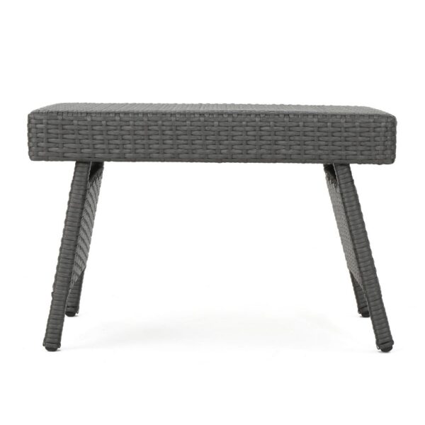 Mach Snack Table, Dark Gray Outdoor Safe Wicker and Iron Frame, 24 Inch